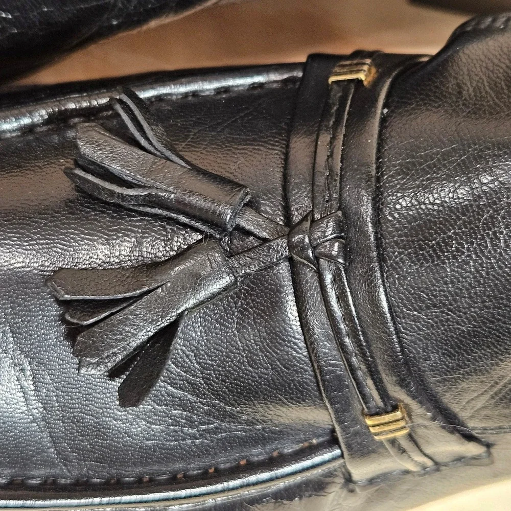 Brass Boot Nunn Bush Mens 10 M Black Leather Tassel Loafers Made in Italy 92313
